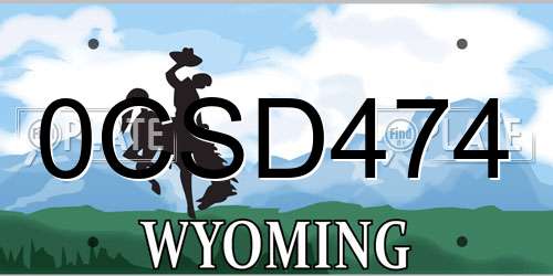 0CSD474 Wyoming License Plate