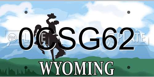 0CSG62 Wyoming License Plate