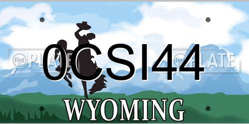 0CSI44 Wyoming License Plate