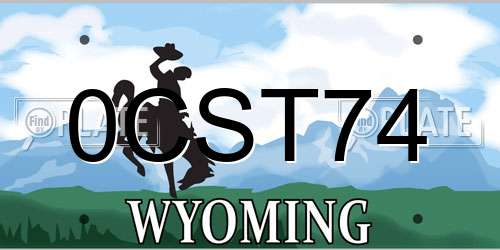 0CST74 Wyoming License Plate