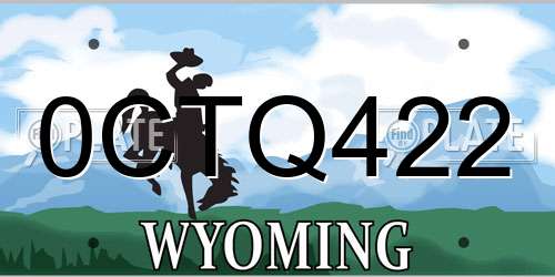 0CTQ422 Wyoming License Plate