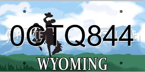 0CTQ844 Wyoming License Plate