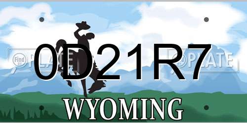 0D21R7 Wyoming License Plate