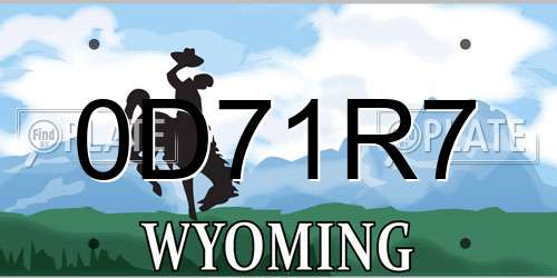 0D71R7 Wyoming License Plate