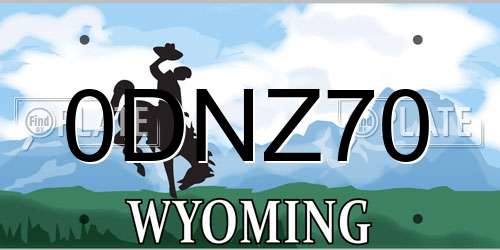 0DNZ70 Wyoming License Plate