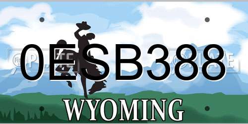 0ESB388 Wyoming License Plate