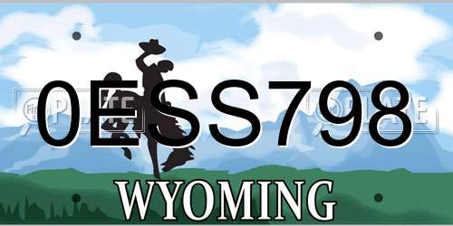 0ESS798 Wyoming License Plate