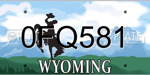 0FQ581 Wyoming License Plate