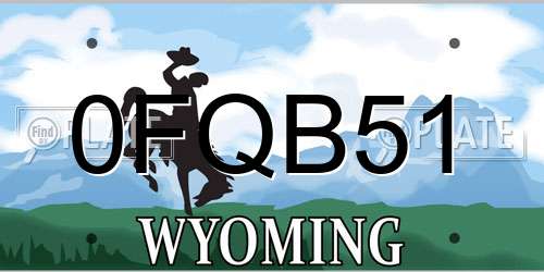 0FQB51 Wyoming License Plate