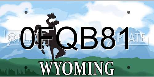 0FQB81 Wyoming License Plate