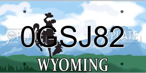 0GSJ82 Wyoming License Plate