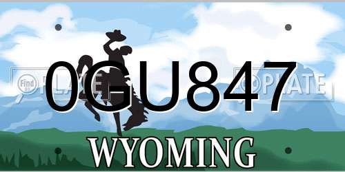 0GU847 Wyoming License Plate