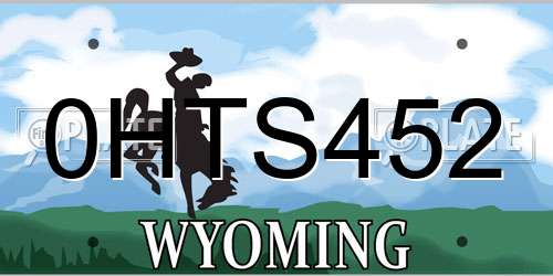 0HTS452 Wyoming License Plate