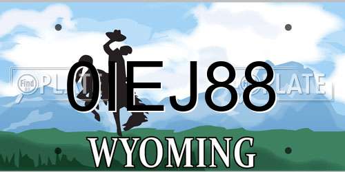 0IEJ88 Wyoming License Plate