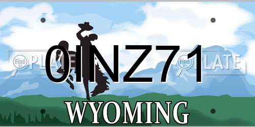 0INZ71 Wyoming License Plate