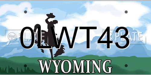 0LWT43 Wyoming License Plate