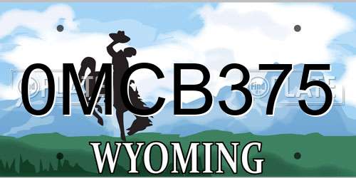 0MCB375 Wyoming License Plate