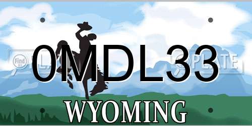 0MDL33 Wyoming License Plate