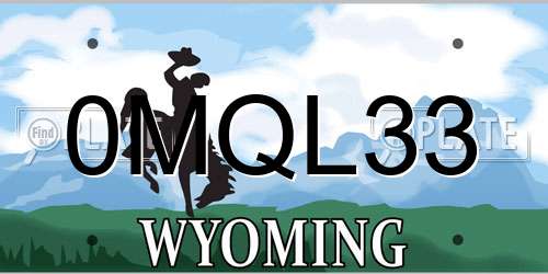 0MQL33 Wyoming License Plate