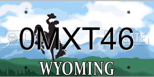 0MXT46 Wyoming License Plate