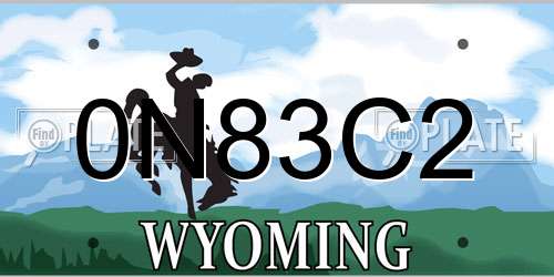 0N83C2 Wyoming License Plate