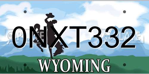 0NXT332 Wyoming License Plate