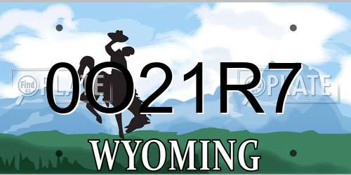 0O21R7 Wyoming License Plate