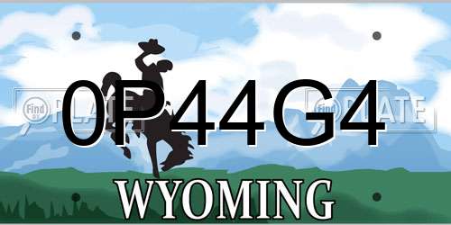 0P44G4 Wyoming License Plate