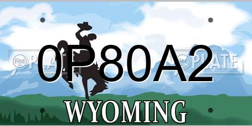 0P80A2 Wyoming License Plate
