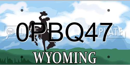 0PBQ47 Wyoming License Plate