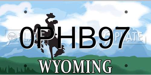 0PHB97 Wyoming License Plate