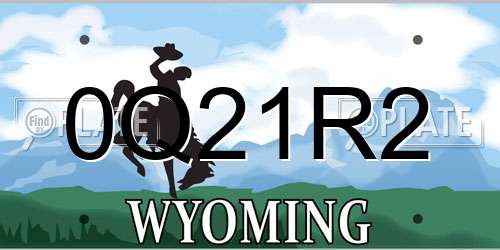 0Q21R2 Wyoming License Plate