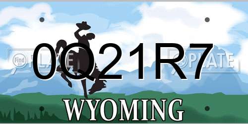 0Q21R7 Wyoming License Plate