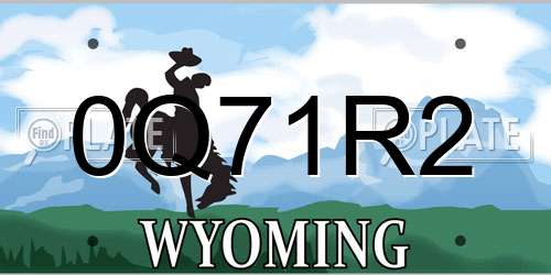 0Q71R2 Wyoming License Plate