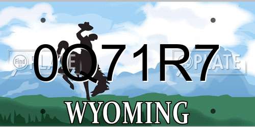 0Q71R7 Wyoming License Plate