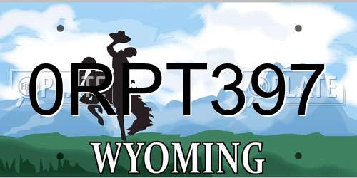 0RPT397 Wyoming License Plate