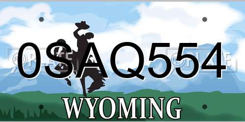 0SAQ554 Wyoming License Plate