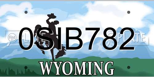 0SIB782 Wyoming License Plate