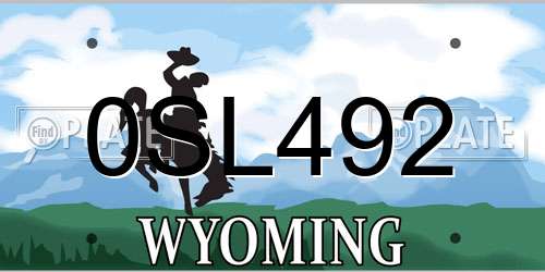 0SL492 Wyoming License Plate