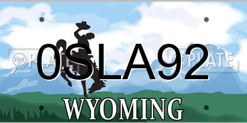 0SLA92 Wyoming License Plate