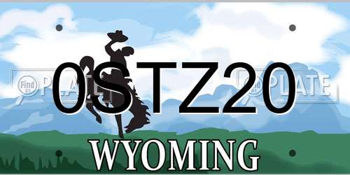 0STZ20 Wyoming License Plate