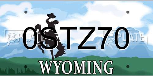 0STZ70 Wyoming License Plate