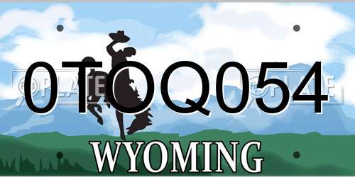 0TOQ054 Wyoming License Plate
