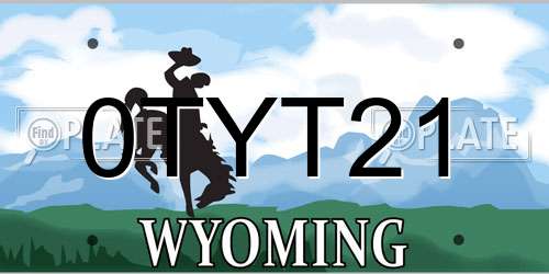 0TYT21 Wyoming License Plate