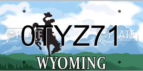 0TYZ71 Wyoming License Plate