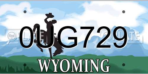 0UG729 Wyoming License Plate