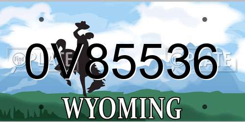 0V85536 Wyoming License Plate