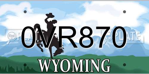 0VR870 Wyoming License Plate