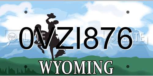 0VZI876 Wyoming License Plate