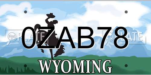 0ZAB78 Wyoming License Plate